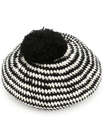 7ii Striped Author Beret, Women's, Black, Acrylic