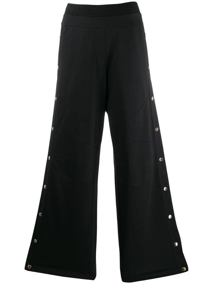Balmain Buttoned Wide-leg Sweatpants - Black
