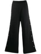 Balmain Buttoned Wide-leg Sweatpants - Black