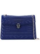 Bulgari Quilted Snake Head Shoulder Bag, Women's, Blue, Leather