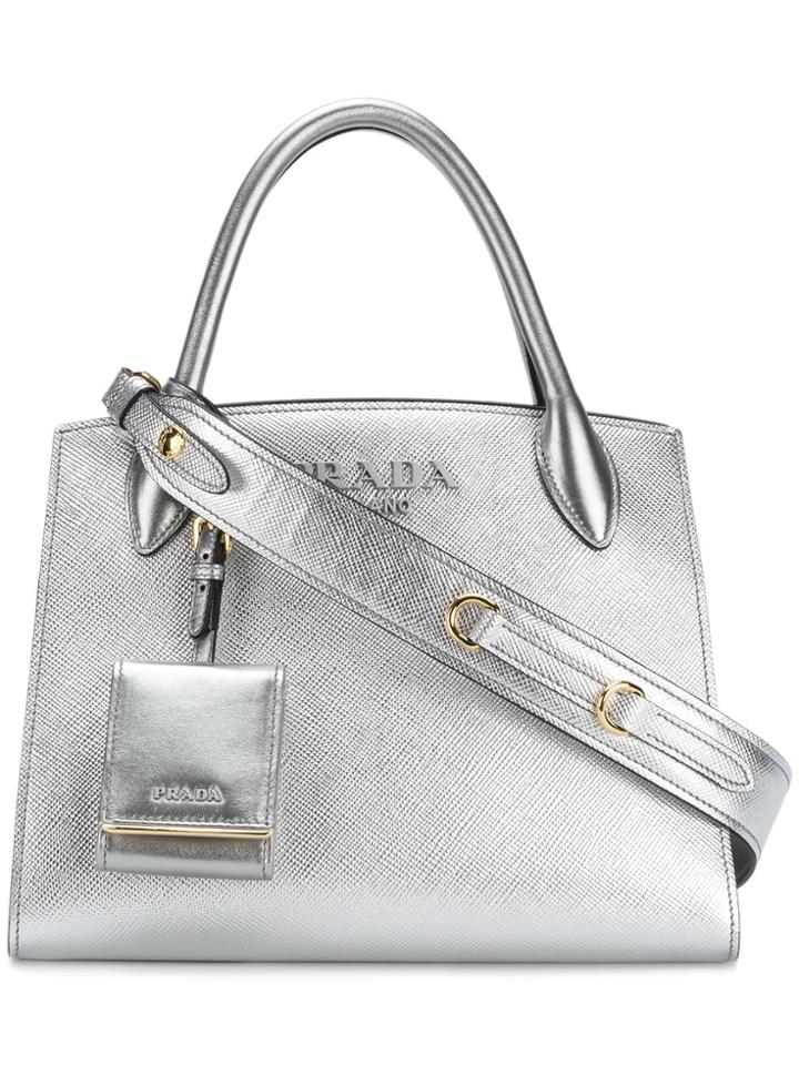 Prada Small Shopping Logo Tote - Grey