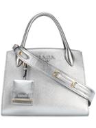 Prada Small Shopping Logo Tote - Grey