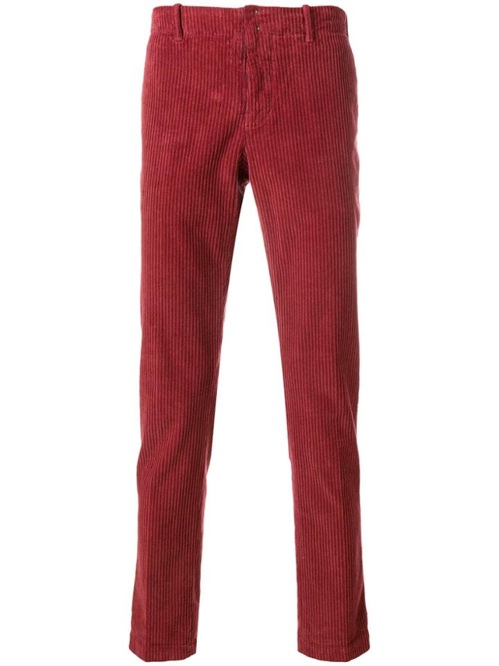 Incotex Corduroy Straight Leg Trousers - Red