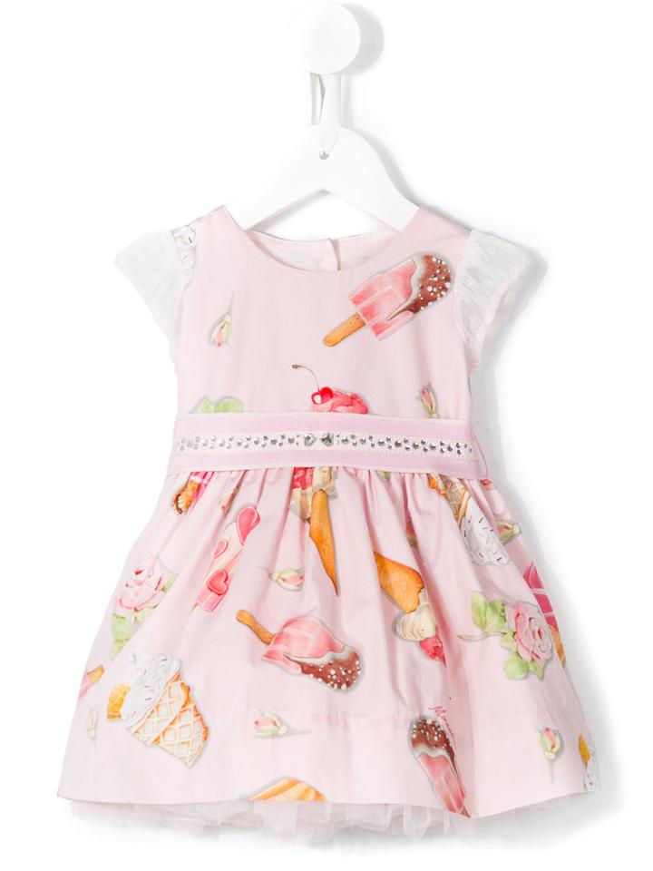 Monnalisa Ice Cream Print Dress, Infant Girl's, Size: 6 Mth, Pink/purple