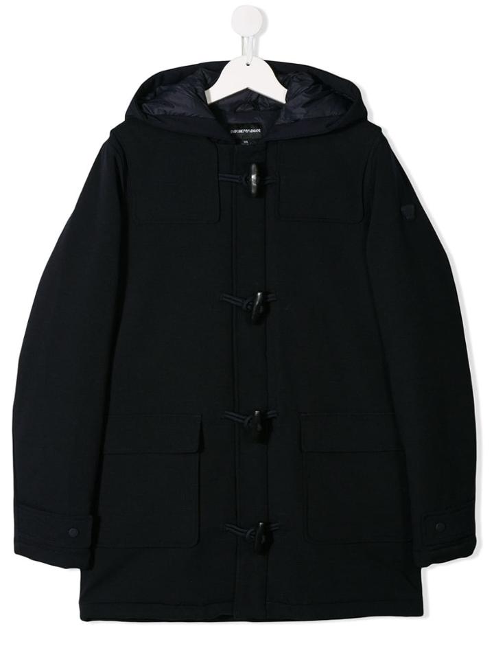 Emporio Armani Kids Hooded Duffle Coat - Blue