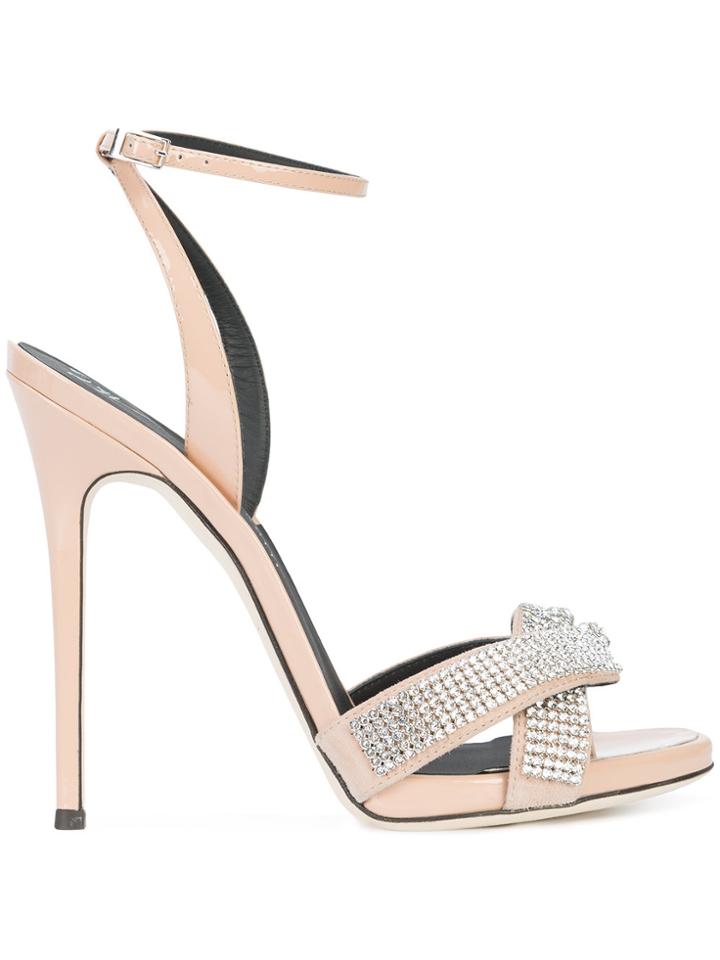 Giuseppe Zanotti Design Embellished Crossover Sandals - Nude &