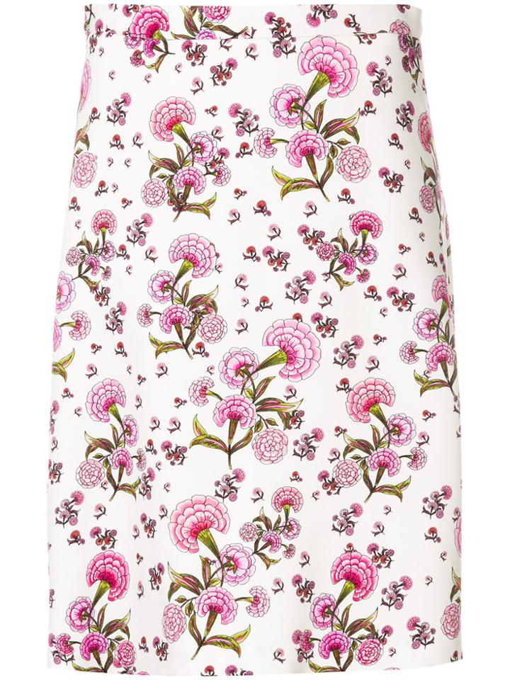 Giambattista Valli Floral Print A-line Skirt - White