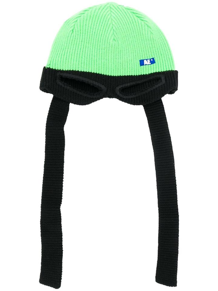 Ader Error Eye-hole Detail Ribbed Hat - Green