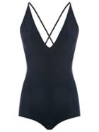 Giuliana Romanno Strappy Bodysuit, Women's, Size: P, Blue, Elastodiene/polyamide