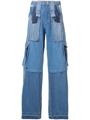 Misbhv - Patchwork Cargo Pocket Jeans - Women - Cotton - S, Blue, Cotton