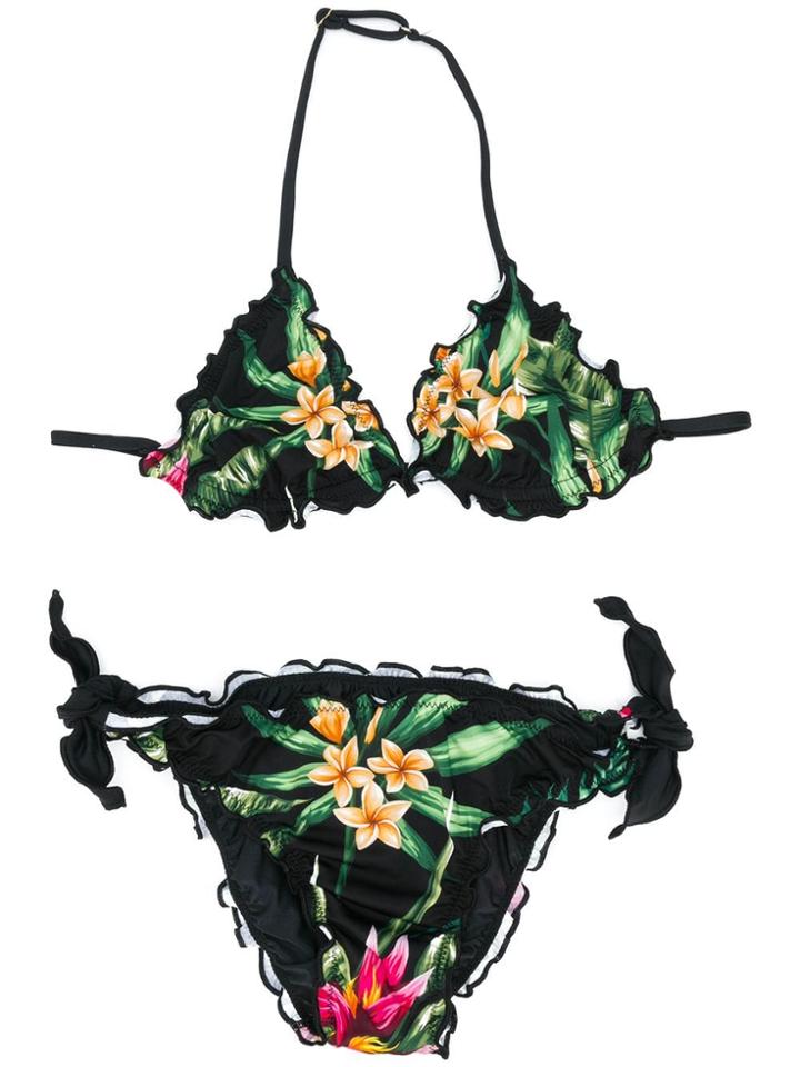Mc2 Saint Barth Kids Floral Print Bikini - Black