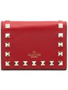 Valentino Red Rockstud Fold Over Leather Wallet