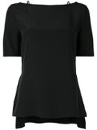 Mugler - Short Sleeve Open Back Blouse - Women - Silk - 38, Black, Silk