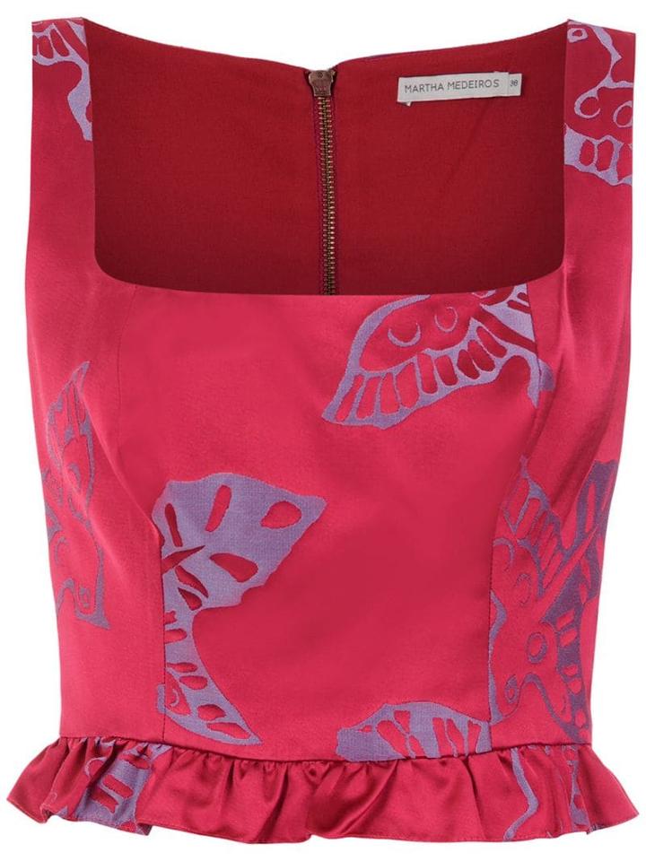 Martha Medeiros Jacquard Cropped Top - Pink