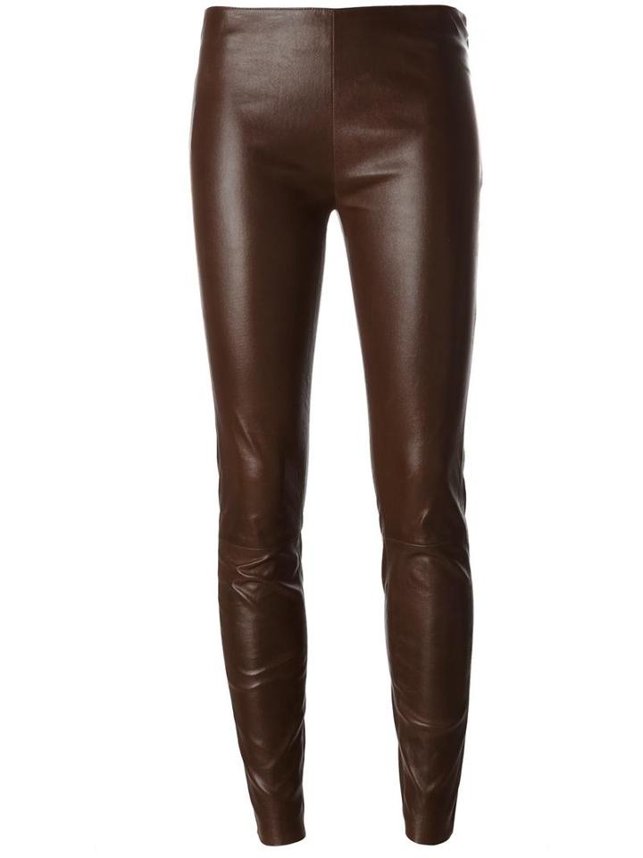 Jitrois Skinny Leather Pants, Women's, Size: 34, Brown, Lamb Skin/cotton/spandex/elastane