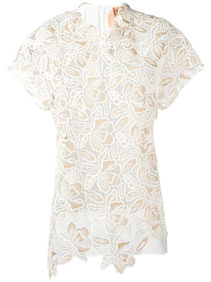 No21 Embroidered Blouse, Women's, Size: 42, White, Silk/polyester/acetate