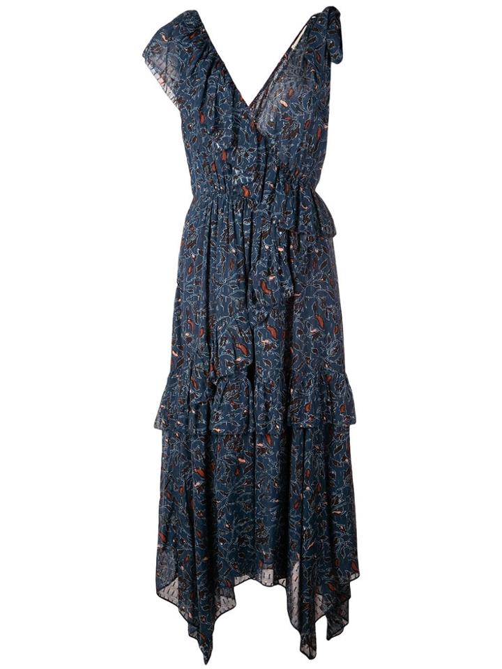 Ulla Johnson Printed Asymmetric Midi Dress - Blue