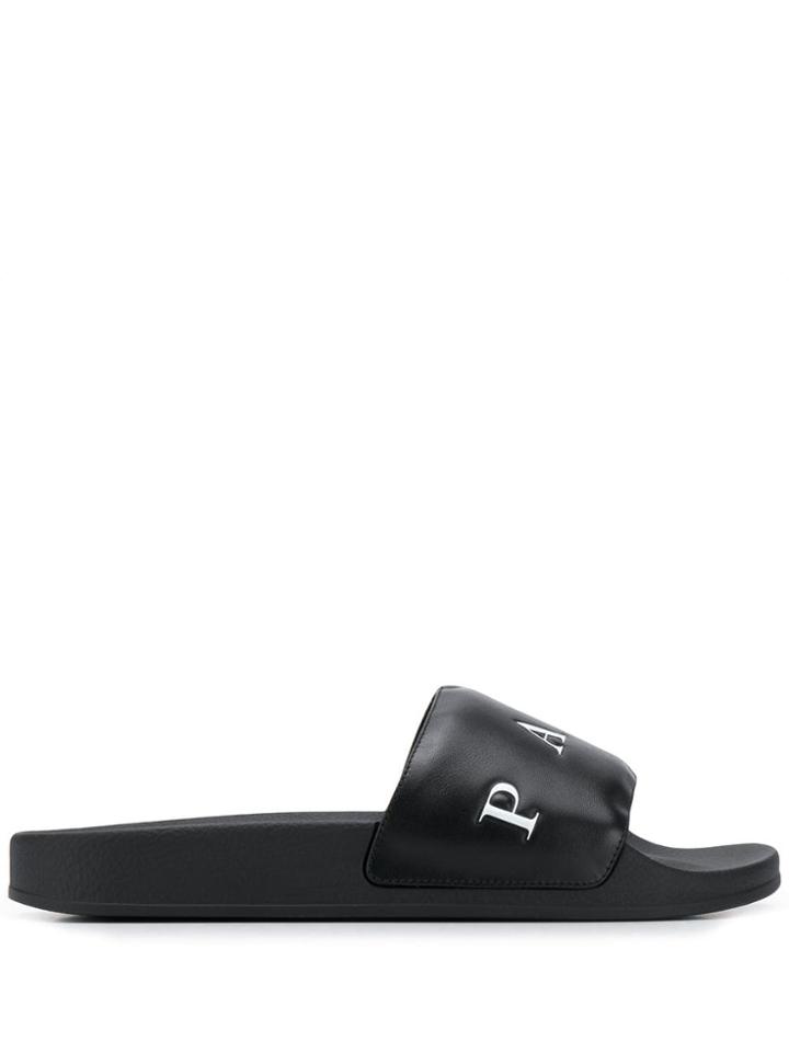 Cesare Paciotti Embossed Logo Slides - Black