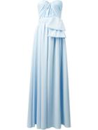 Msgm Strapless Ruched Dress, Women's, Size: 38, Blue, Polyester