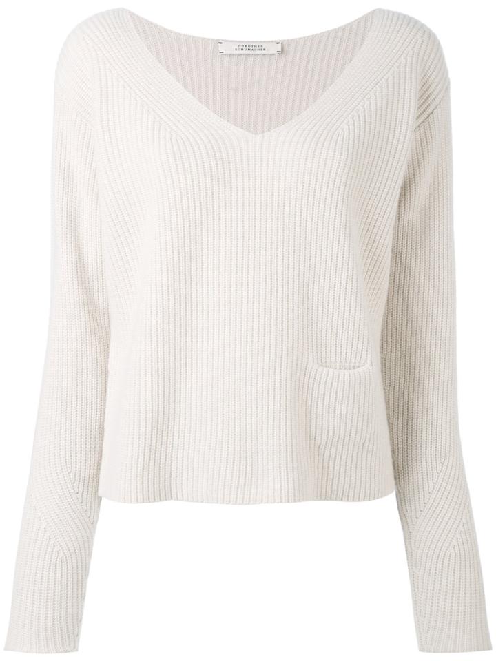Dorothee Schumacher V-neck Ribbed Jumper - Nude & Neutrals