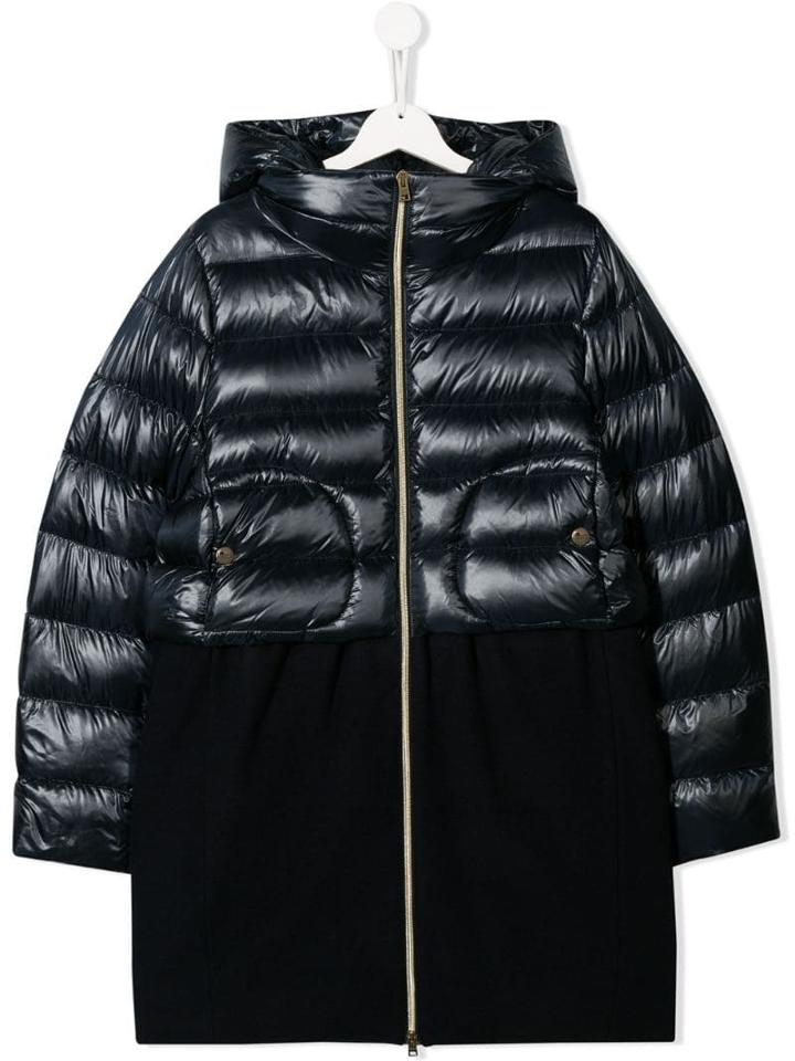 Herno Kids Panelled Padded Coat - Blue