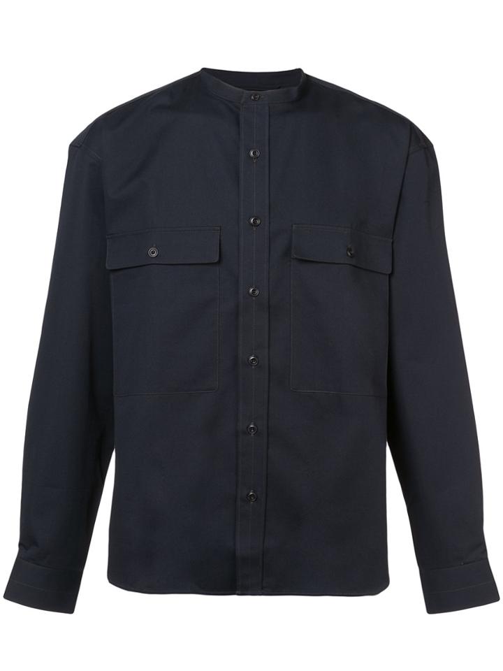 Lemaire Mandarin Collar Button Front Shirt - Blue