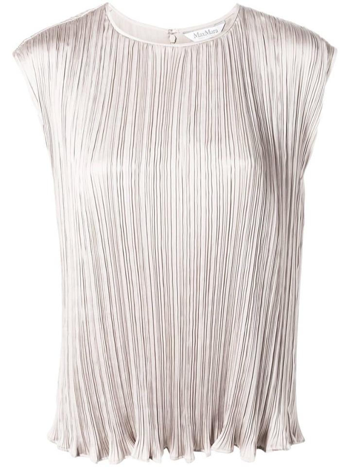 Max Mara Pleated Short-sleeve Blouse - Neutrals