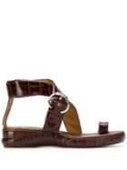 Chloé Croc-effect Sandals - Brown