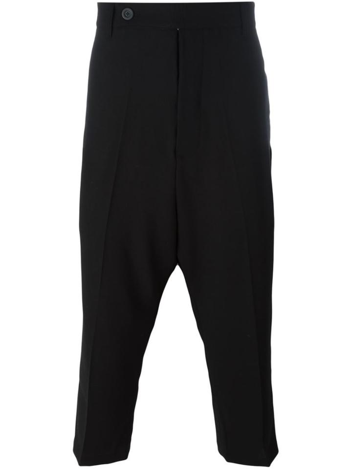 Rick Owens Cropped Tailored Trousers, Men's, Size: 52, Black, Virgin Wool