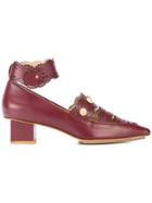 Rue St Button Pointed Pumps - Red