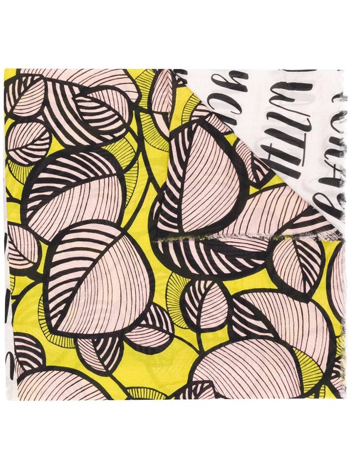 Luisa Cerano Leaf Print Scarf - Pink