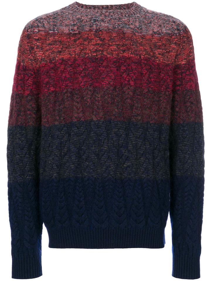 Missoni Gradient Striped Cable Knit Sweater - Red