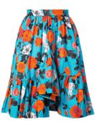 Msgm Ruffled Floral Skirt - Blue
