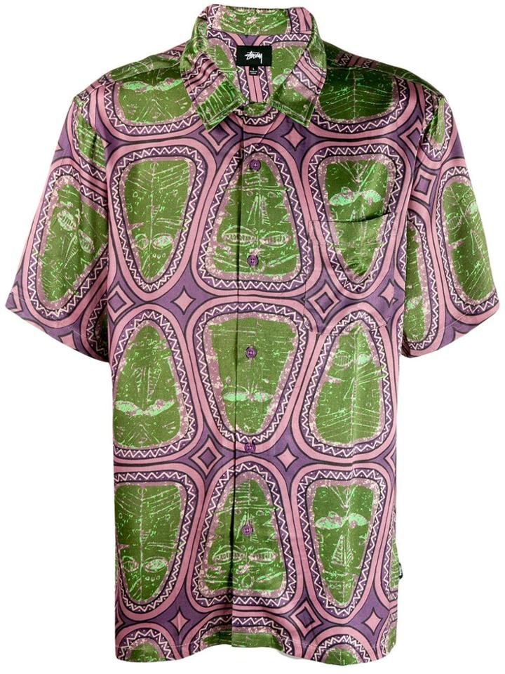 Stussy Mask Print Shirt - Pink