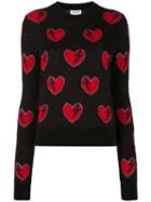 Saint Laurent - Heart Embroidered Sweater - Women - Polyamide/polyester/viscose/wool - M, Black, Polyamide/polyester/viscose/wool