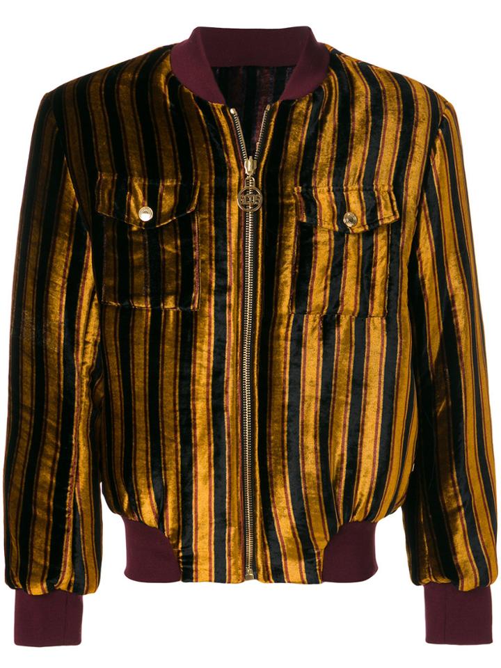 Gcds Striped Bomber Jacket - Yellow & Orange