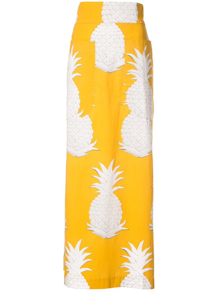 Osklen Pineapple Print Long Skirt - Yellow & Orange
