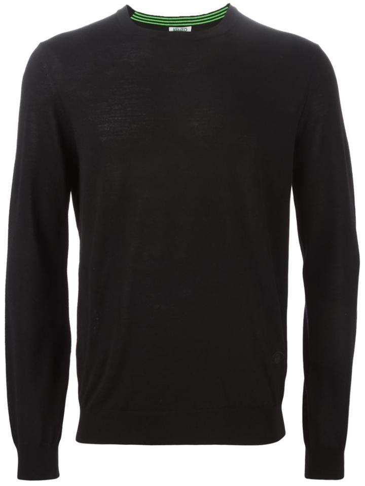 Kenzo Crew Neck Sweater, Men's, Size: Small, Black, Wool