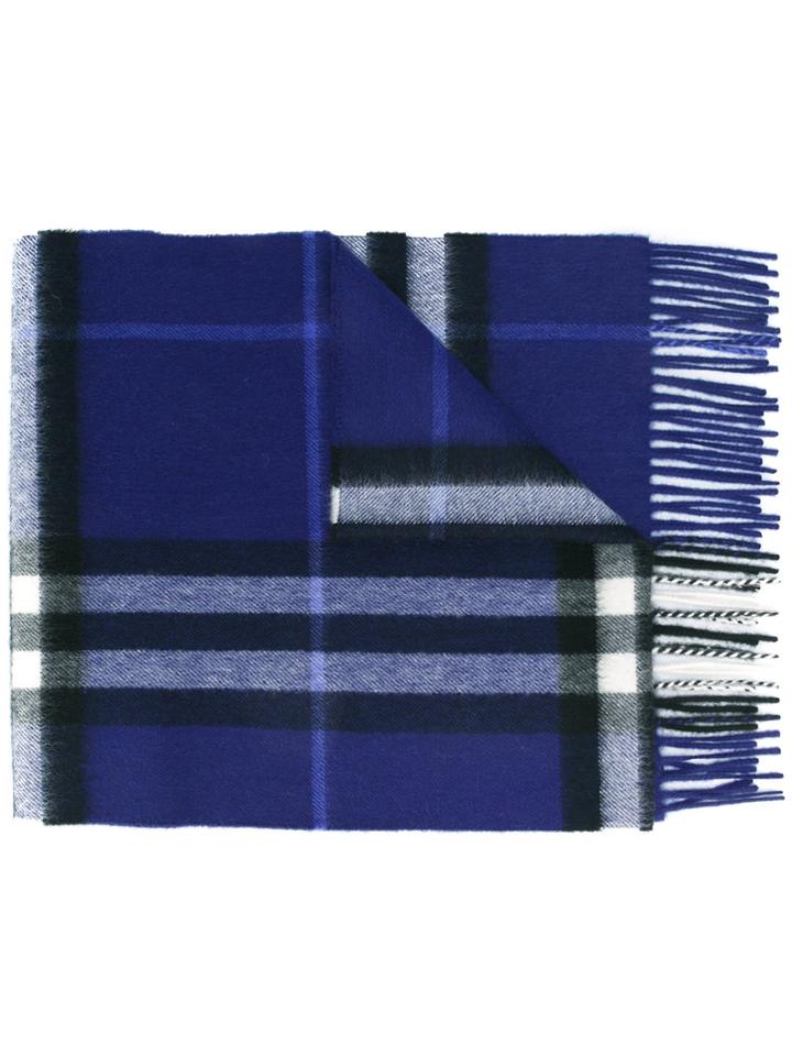 Burberry House Check Scarf, Women's, Blue, Cashmere