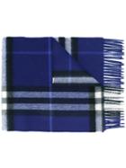 Burberry House Check Scarf, Women's, Blue, Cashmere