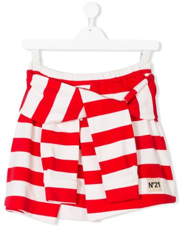 No21 Kids Teen Striped Tied Design Skirt - Red