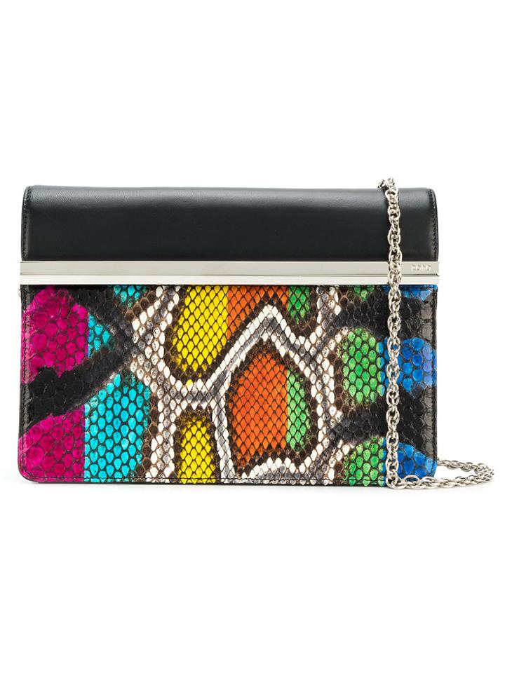 Rodo Snake-effect Clutch Bag - Black