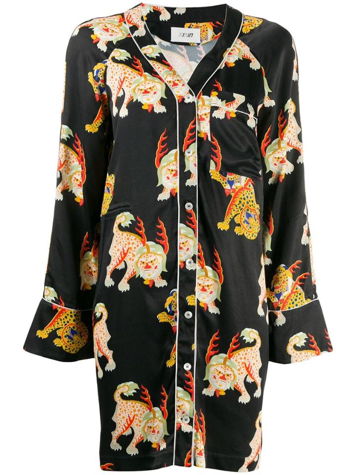 Kirin Tiger Print Shirt Dress - Black