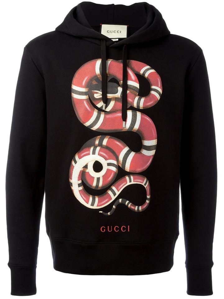 Gucci Kingsnake Print Hoodie, Men's, Size: Small, Black, Cotton