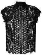 John Richmond Lace Sleeve-less Blouse - Black
