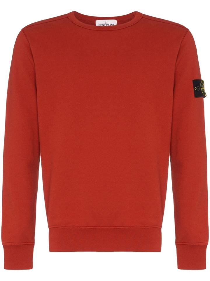 Stone Island Burnt Orange Crew Neck Cotton Jumper