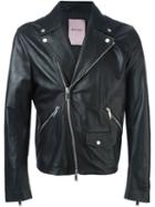 Palm Angels Biker Jacket, Men's, Size: 50, Black, Lamb Skin/viscose
