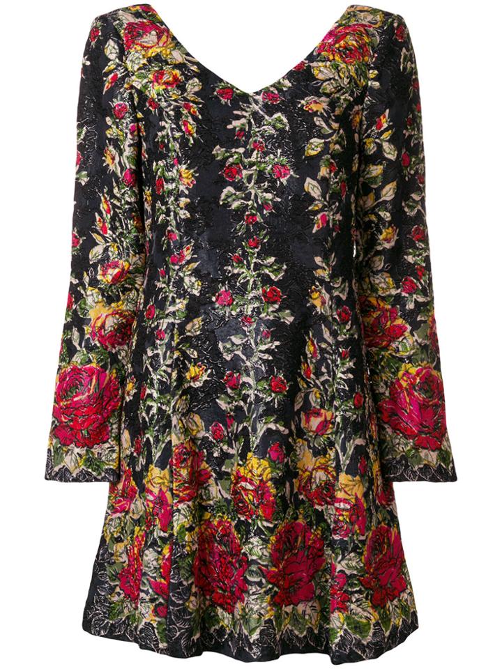 Anna Sui Floral Flared Dress - Black