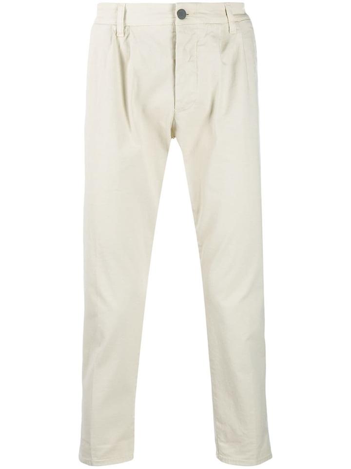 Two Denim Pleated Detail Chino Trousers - Neutrals