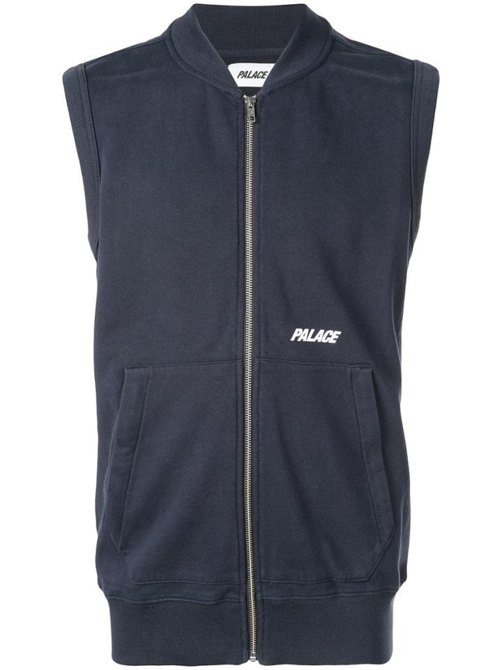 Palace Logo Zipped Vest - Blue